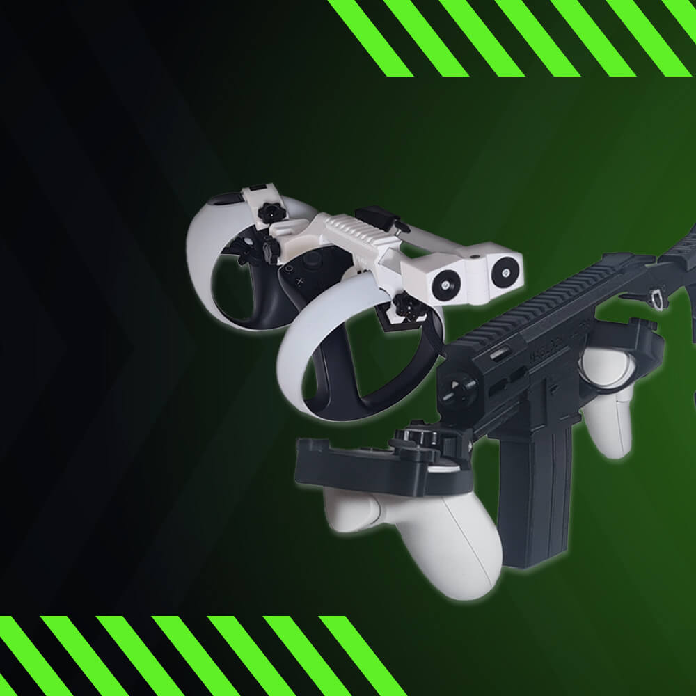 VR Gunstocks for Meta Quest in black and Spny PSVR2 in white