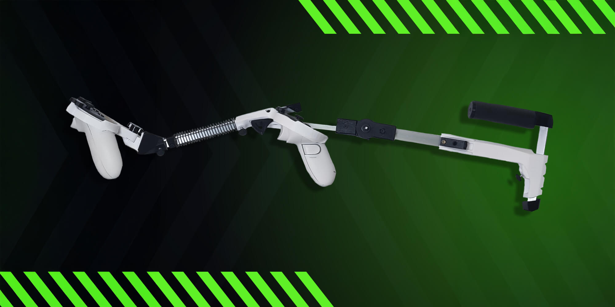 Blitzer Pro VR gunstock for Meta Quest fully extended with controllers attached