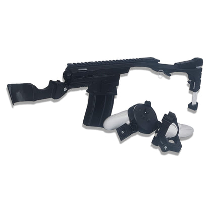 Magnetic front and rear attachments on Maglock vr gunstock and front grab.