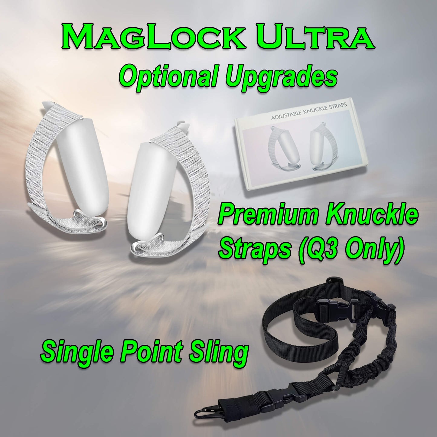 MagLock Ultra accessories, premium knuckle straps and single point sling