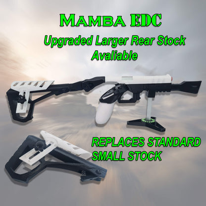 Mamba EDC upgraded  larger rear stock  and colour matched cheek riser on stand 